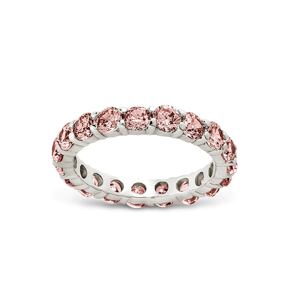 Sterling Silver Gracie Pink Sapphire CZ Eternity Ring