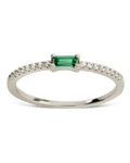 Sterling Silver Thin Emerald CZ Stacking Birthstone Ring