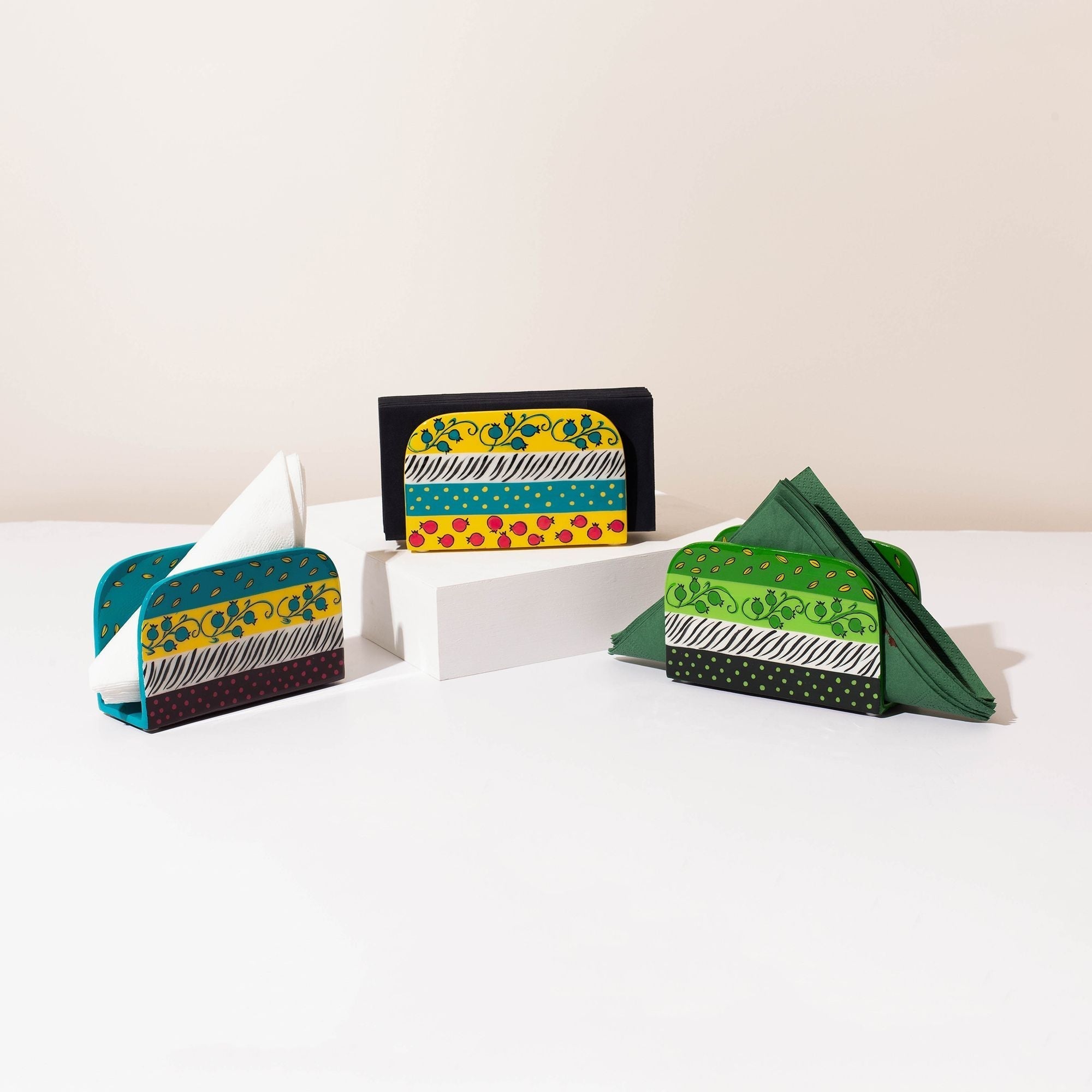 Stylish Napkin & Blessing Holder – Hand-Painted Aluminum – ColorPop Series