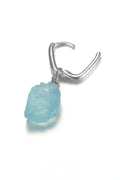 Raw Aquamarine Drop Earrings - Unique Blue Stone Design
