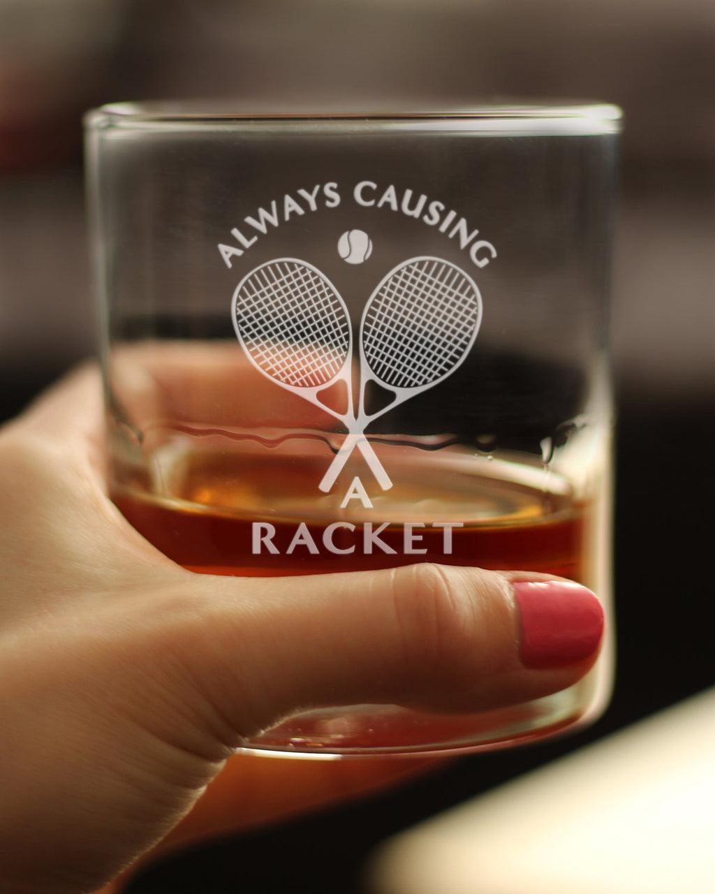Causing a Racket - 10 Ounce Rocks Glass