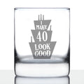 Make 40 Look Good - Funny 40th Birthday Whiskey Rocks Glass Gifts for Men & Women Turning 40 - Whisky Drinking Tumbler