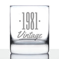 Vintage 1981 - Fun 45th Birthday Whiskey Rocks Glass Gifts for Men & Women Turning 45 - Retro Whisky Drinking Tumbler