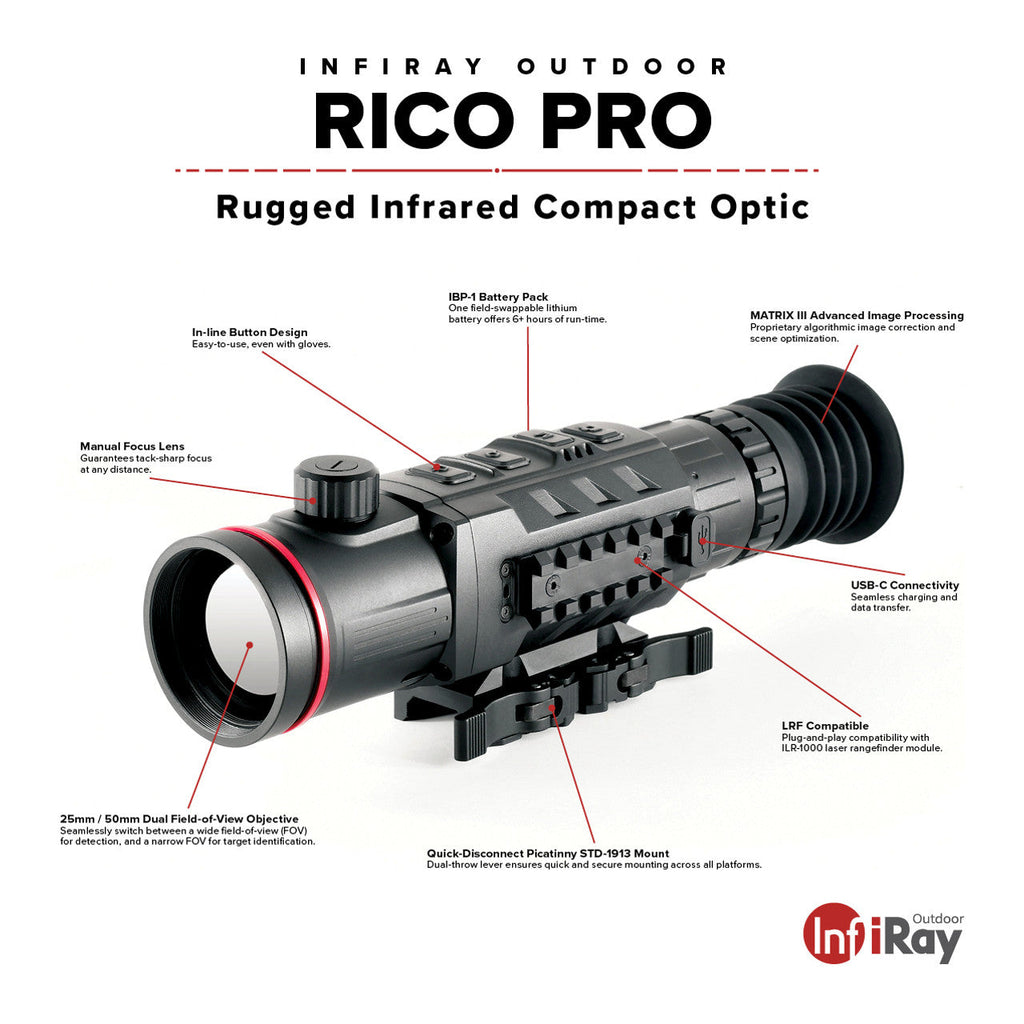 iRay Rico Pro | 640 Variable 25/50mm Thermal Weapon Sight