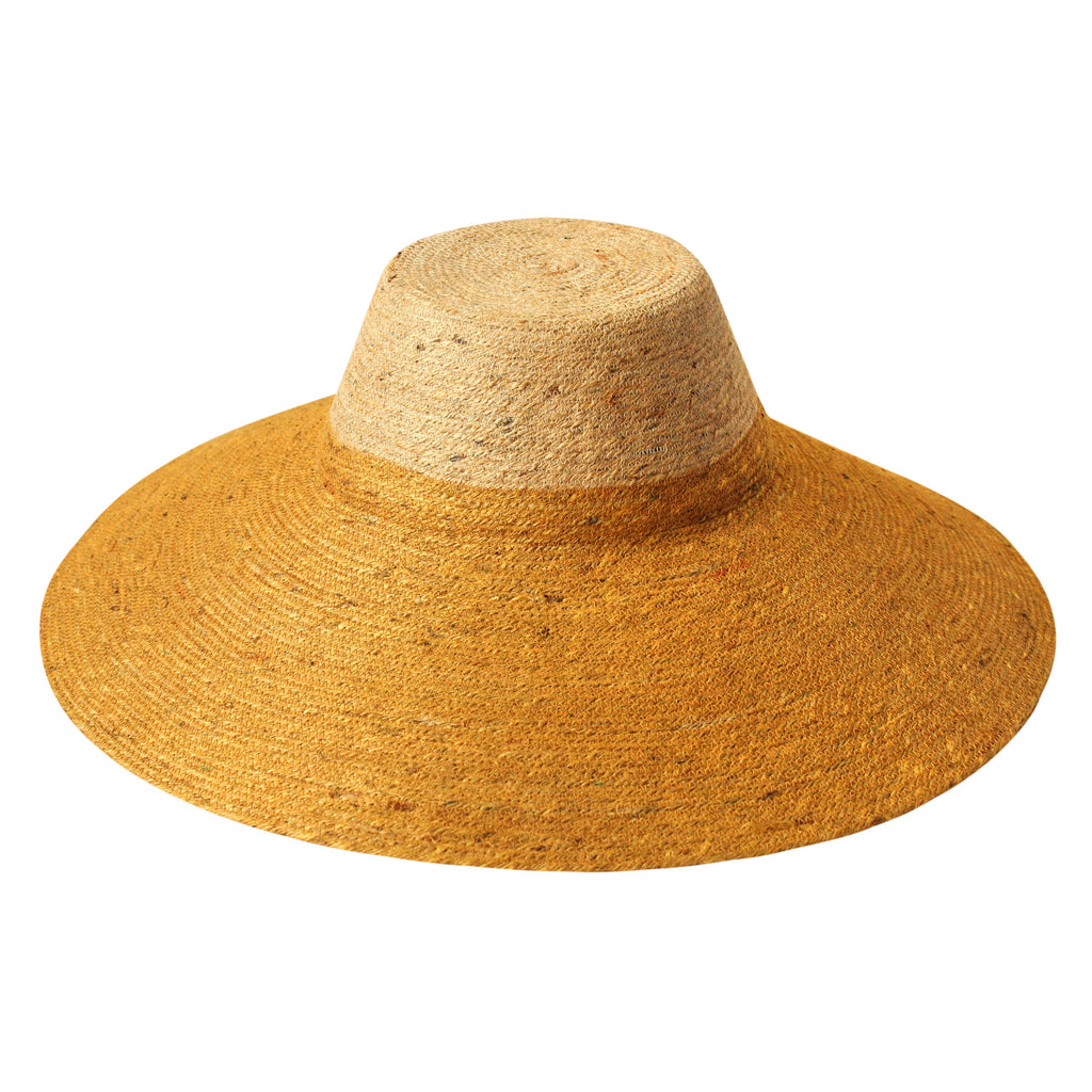 The Riri Duo Jute Straw Hat In Nude & Golden Yellow