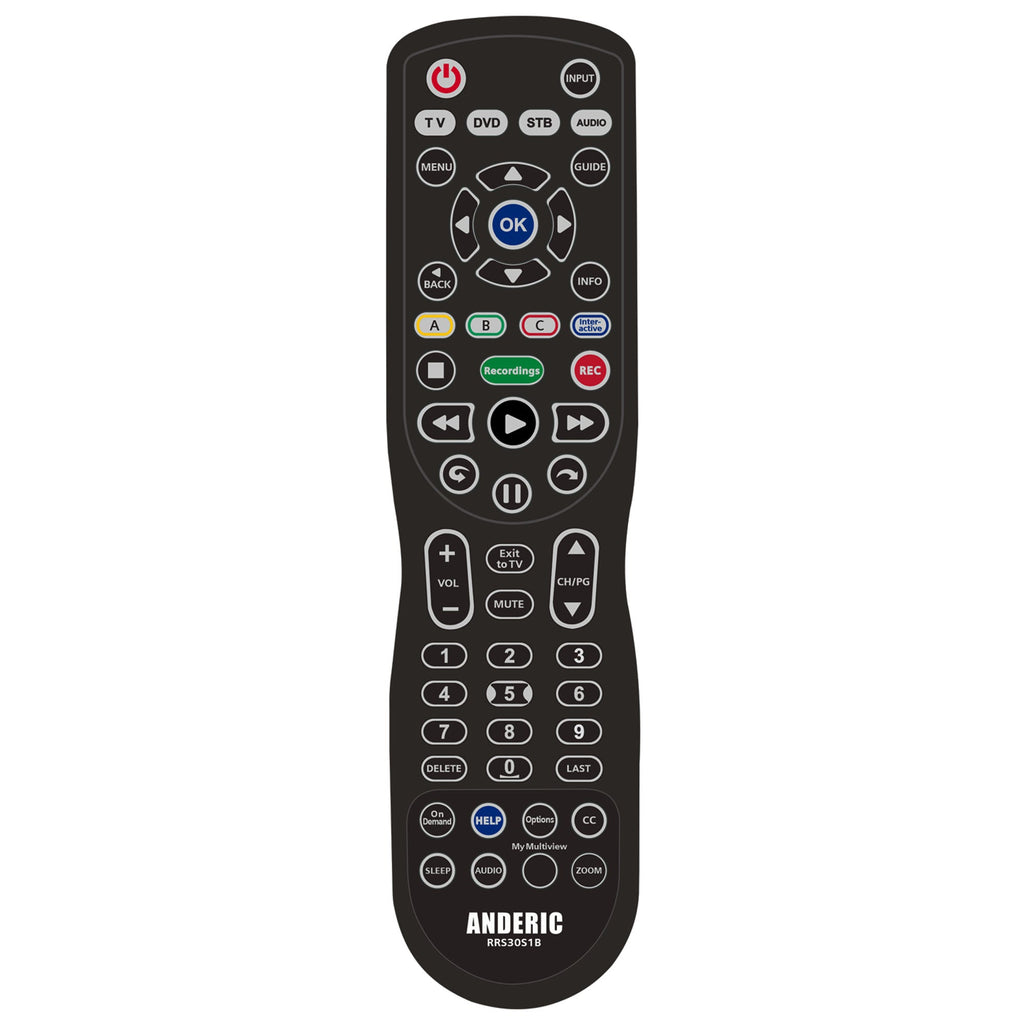 Anderic RRS30S1B 4-device Universal Remote Control for AT&T U-VERSE Cable Set top boxes with Learning | S30-S1A, 5601BC0001R, S30-S1B