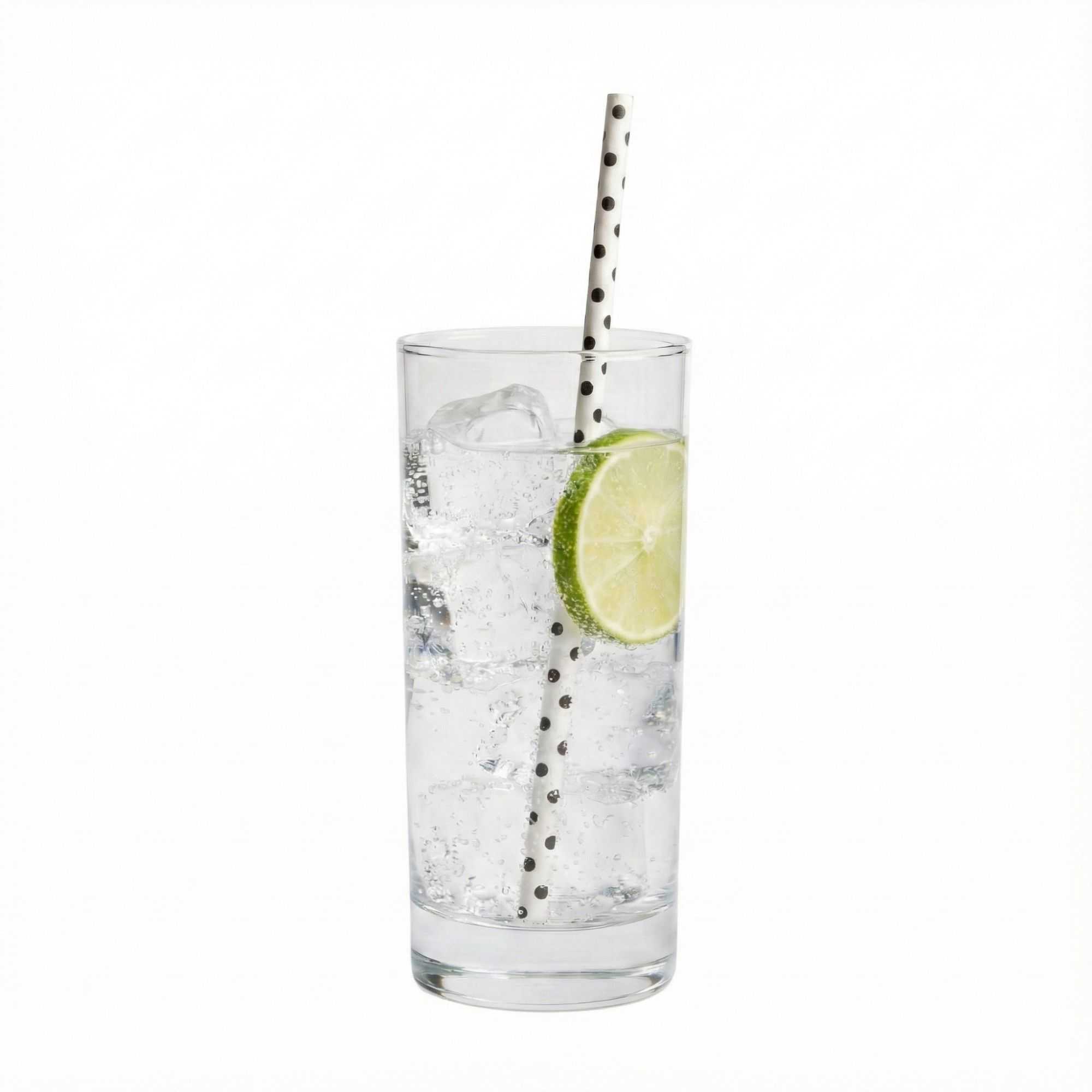 Bev Tek Black and White Paper Straw - Polka Dots, Biodegradable, 6mm - 7 3/4" - 100 count box