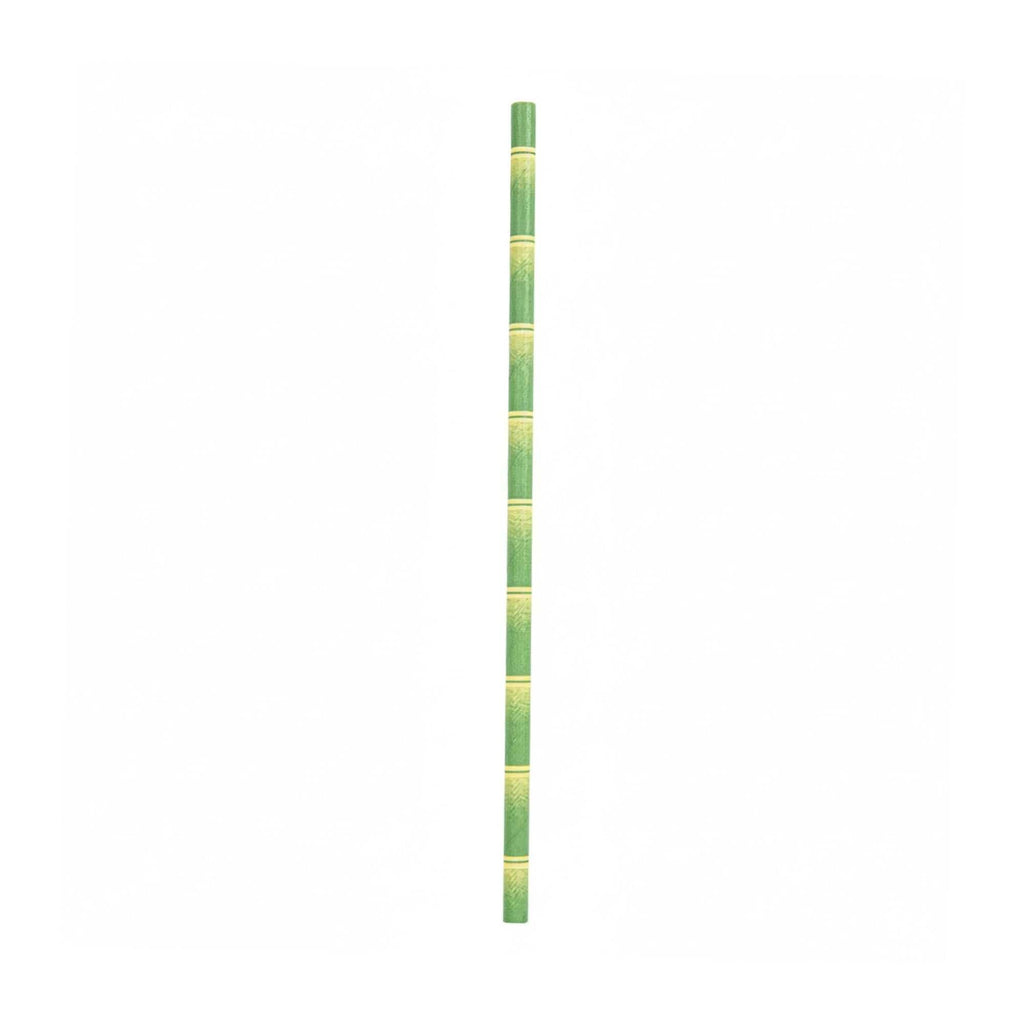 Bev Tek Green Paper Straw - Bamboo Stalks, Biodegradable, 6mm - 7 3/4" - 100 count box