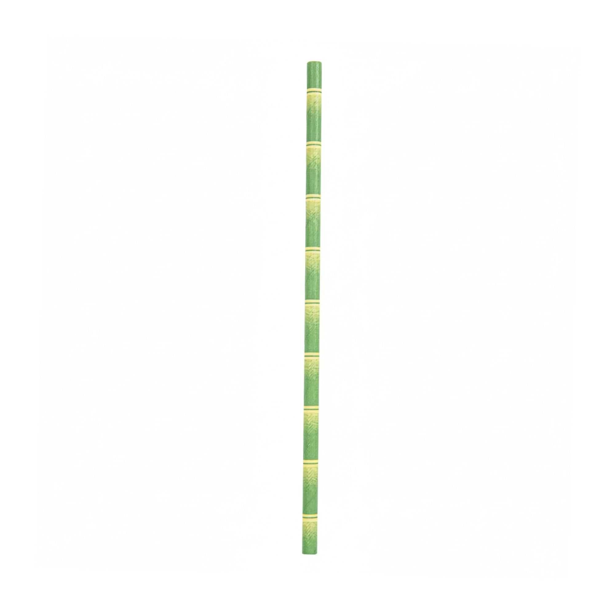 Bev Tek Green Paper Straw - Bamboo Stalks, Biodegradable, 6mm - 7 3/4" - 100 count box