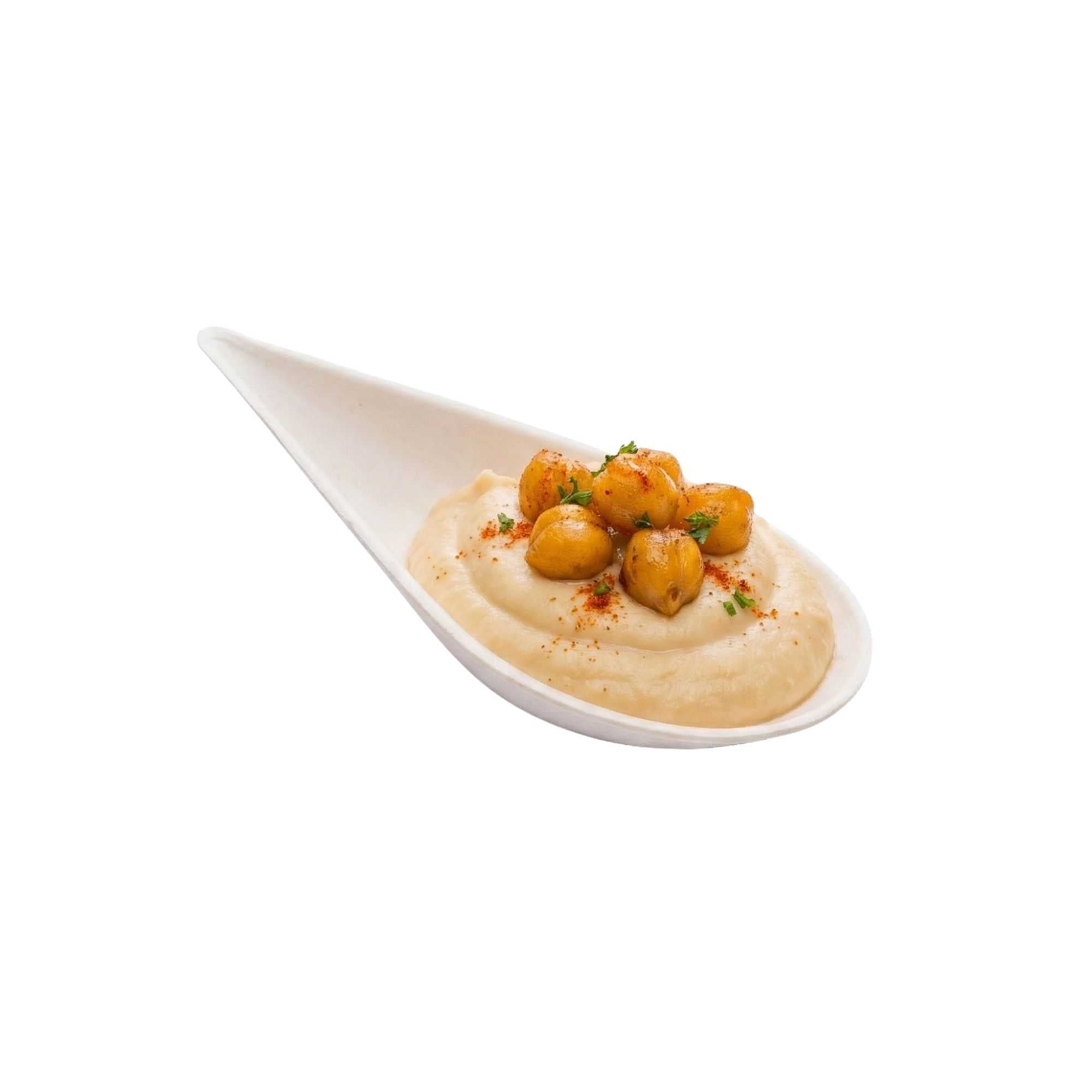 Pulp Tek Teardrop White Sugarcane / Bagasse Tasting Spoon - 4 1/4" x 2" x 1 1/4" - 100 count box