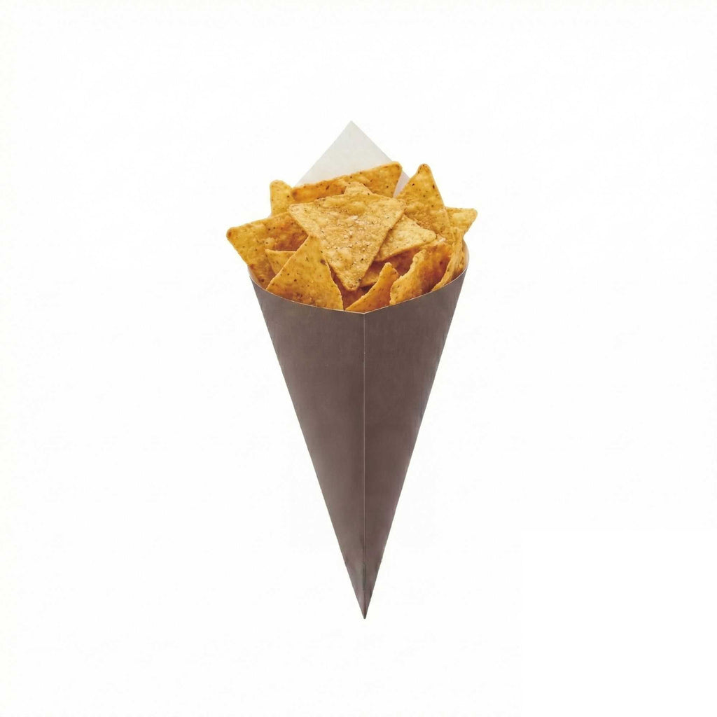 Cone Tek Black Paper Food Cone - 11 1/2" x 5 1/2" - 100 count box