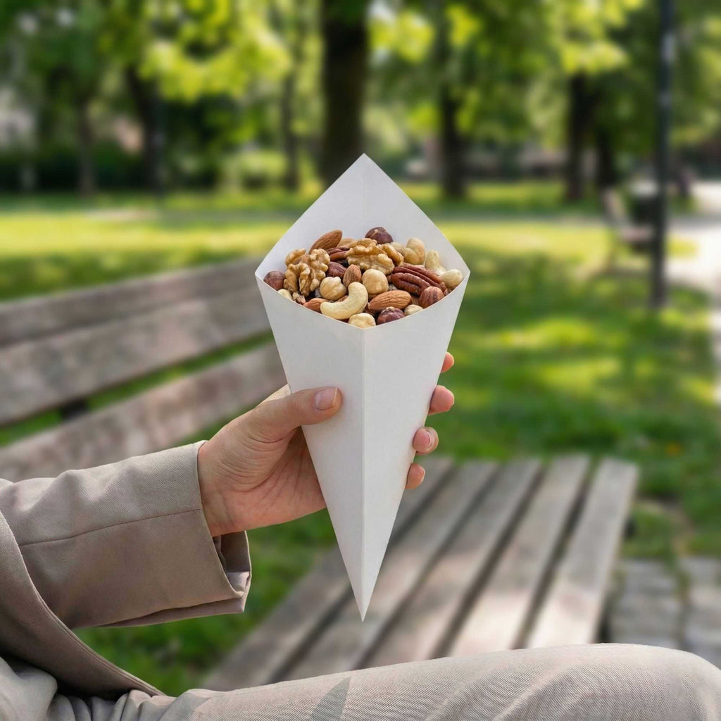 Cone Tek White Paper Food Cone - 11 1/2" x 5 1/2" - 100 count box