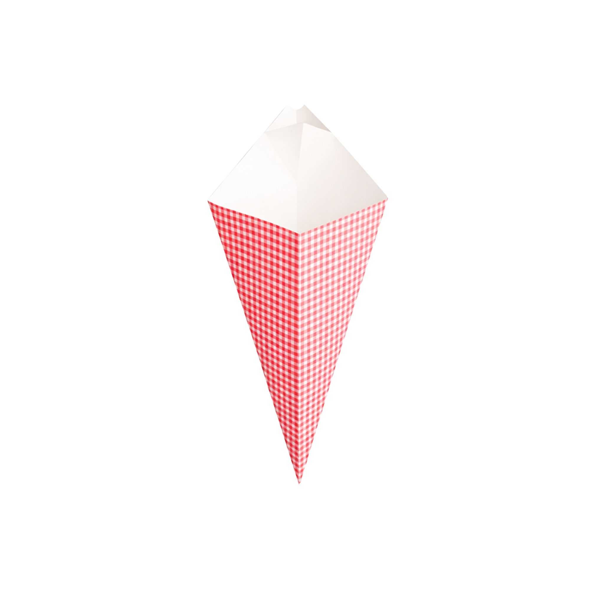 Cone Tek Picnic Print Paper Food Cone - with Dipping Pocket - 9 1/2" x 5 1/2" - 100 count box