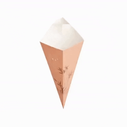 Cone Tek Bamboo Print Paper Food Cone - with Dipping Pocket - 11" x 6 1/2" - 100 count box