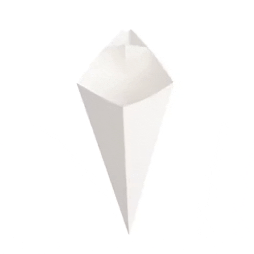 Cone Tek White Paper Food Cone - with Dipping Pocket - 15" x 9" - 100 count box