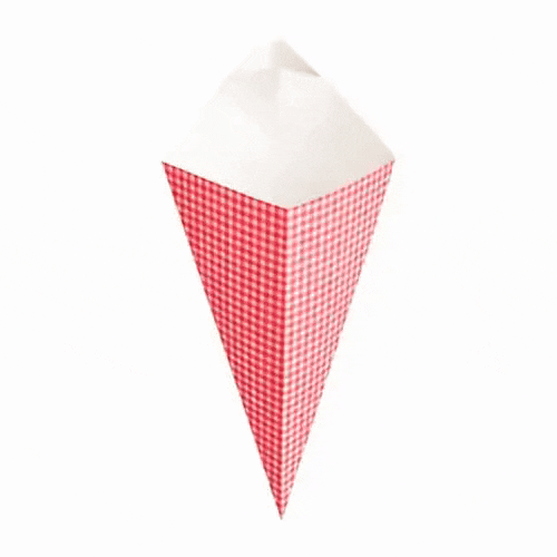 Cone Tek Picnic Print Paper Food Cone - with Dipping Pocket - 15" x 9" - 100 count box