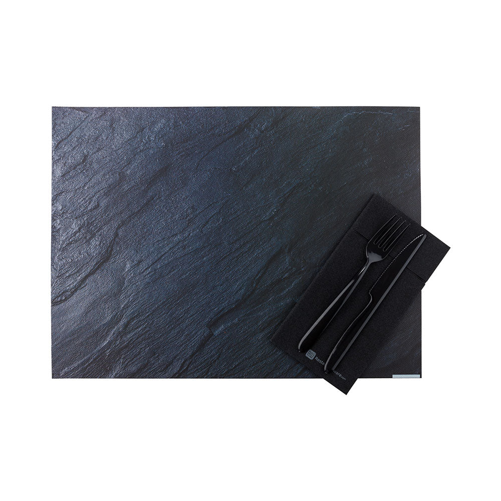 Chef 101 Rectangle Slate Paper Placemat - Semi-Disposable, 10 Uses - 11 3/4" x 15 3/4" - 12 count box