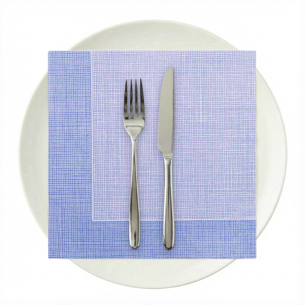 Luxenap Square White Paper Napkin - Super Lux, with Blue Threads - 15 3/4" x 15 3/4" - 25 count box