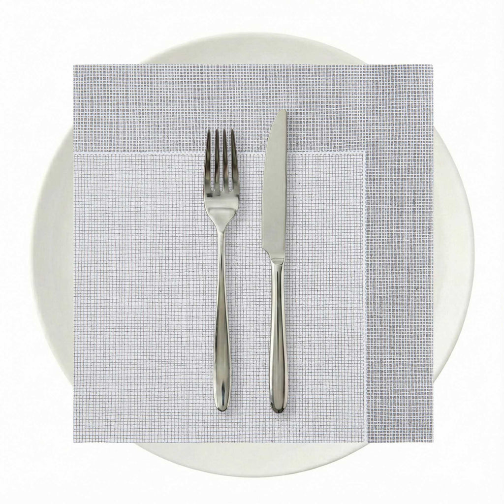 Luxenap Square White Paper Napkin - Air Laid, with Gray Threads - 15 3/4" x 15 3/4" - 25 count box