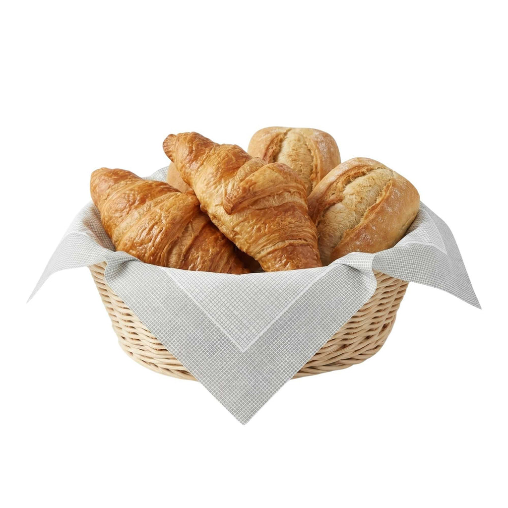 Luxenap Square White Paper Napkin - Air Laid, with Gray Threads - 15 3/4" x 15 3/4" - 25 count box