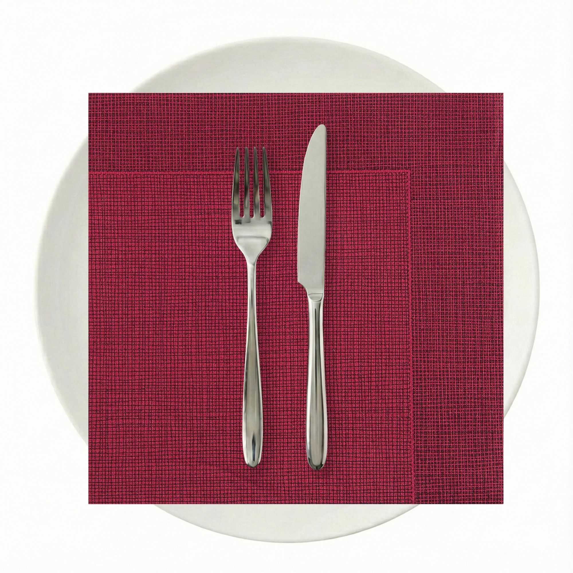 Luxenap Square Bordeaux Paper Napkin - Air Laid, with Black Threads - 15 3/4" x 15 3/4" - 25 count box
