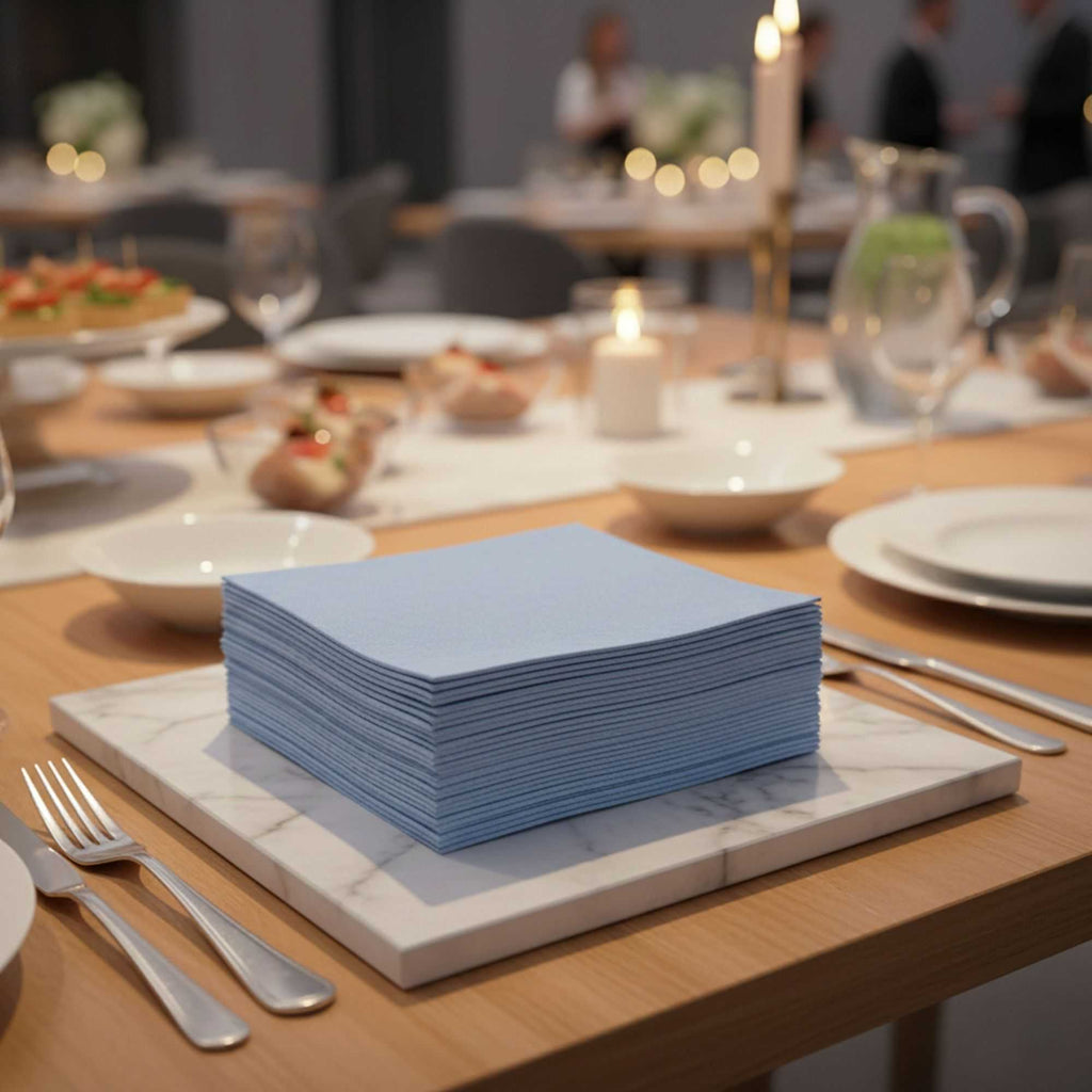 Luxenap Square Celeste Denim Paper Napkin - Air Laid - 15 3/4" x 15 3/4" - 25 count box