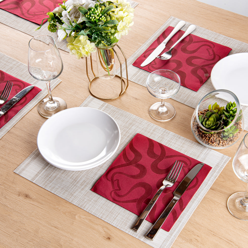 Luxenap Square Vintage Bordeaux Paper Napkin - Air Laid - 15 3/4" x 15 3/4" - 25 count box