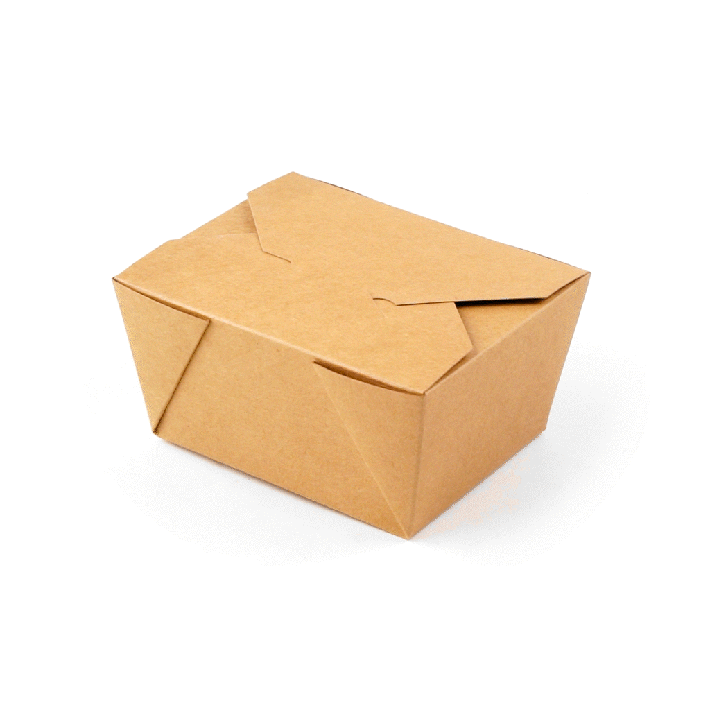 Bio Tek 30 oz Rectangle Kraft Paper #1 Bio Box Take Out Container - 5" x 4" x 2 1/2" - 50 count box