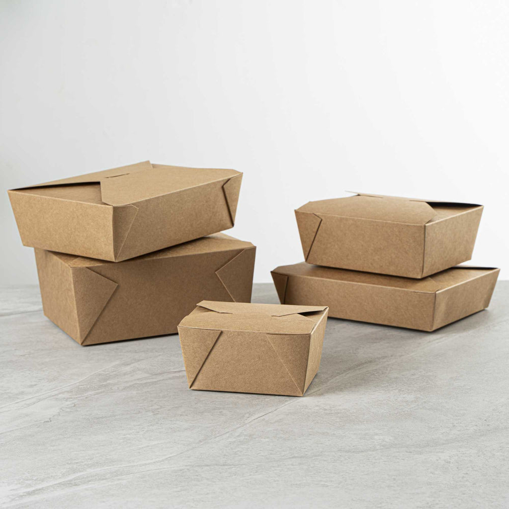 Bio Tek 30 oz Rectangle Kraft Paper #1 Bio Box Take Out Container - 5" x 4" x 2 1/2" - 50 count box