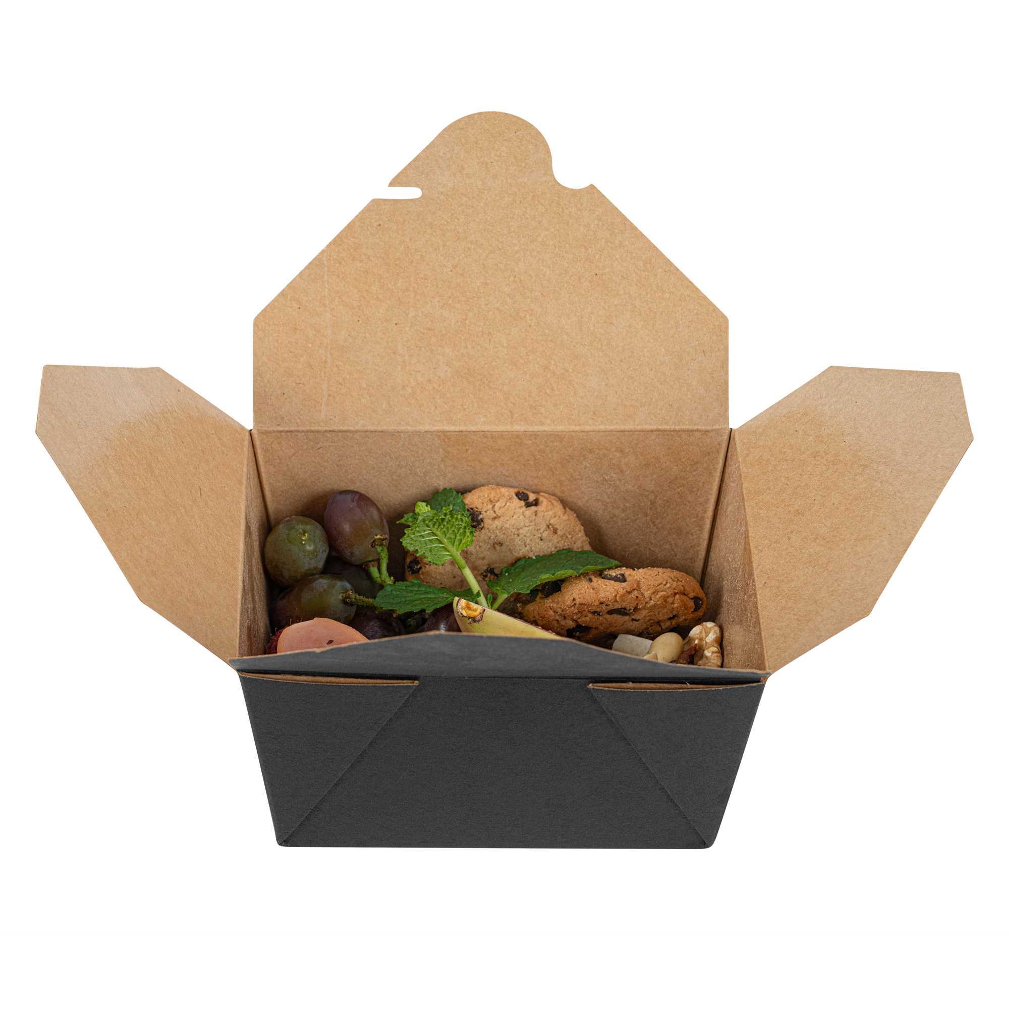 Bio Tek 30 oz Rectangle Black Paper #1 Bio Box Take Out Container - 5" x 4" x 2 1/2" - 50 count box