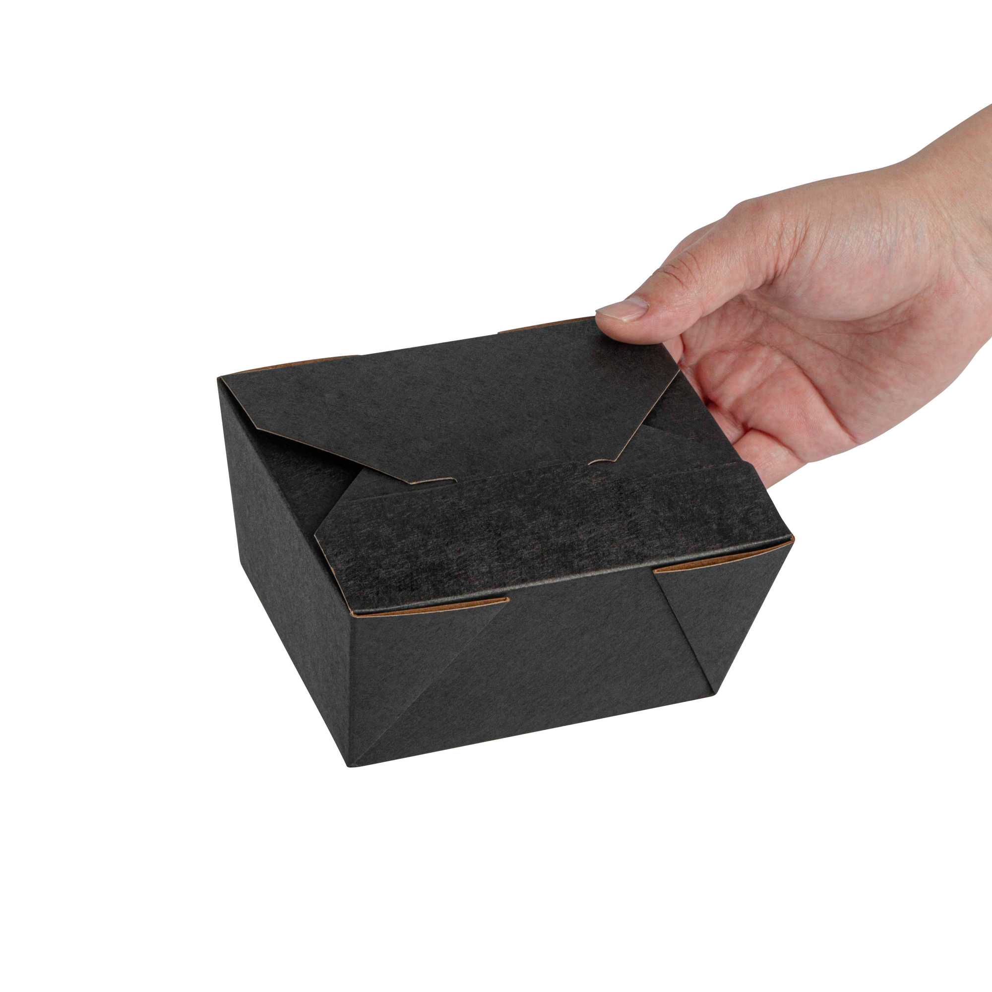 Bio Tek 30 oz Rectangle Black Paper #1 Bio Box Take Out Container - 5" x 4" x 2 1/2" - 50 count box