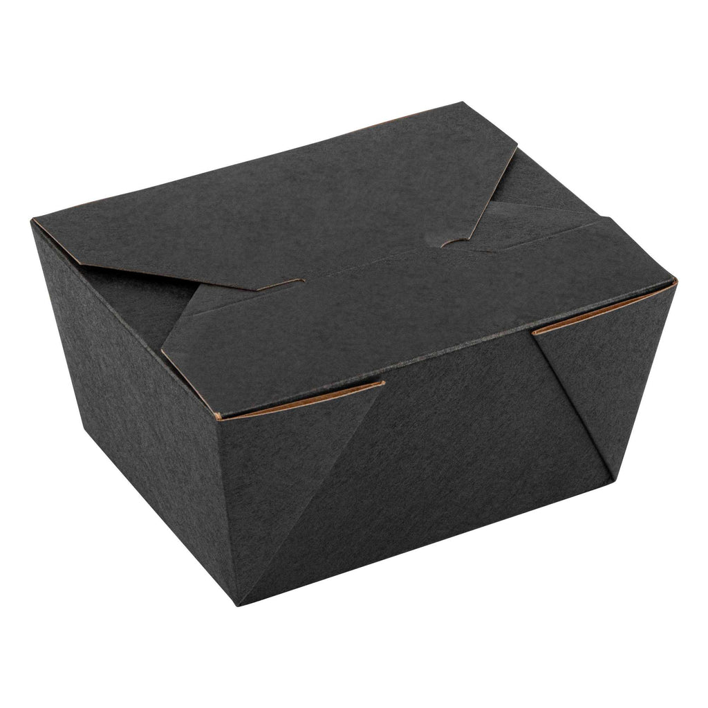 Bio Tek 30 oz Rectangle Black Paper #1 Bio Box Take Out Container - 5" x 4" x 2 1/2" - 50 count box