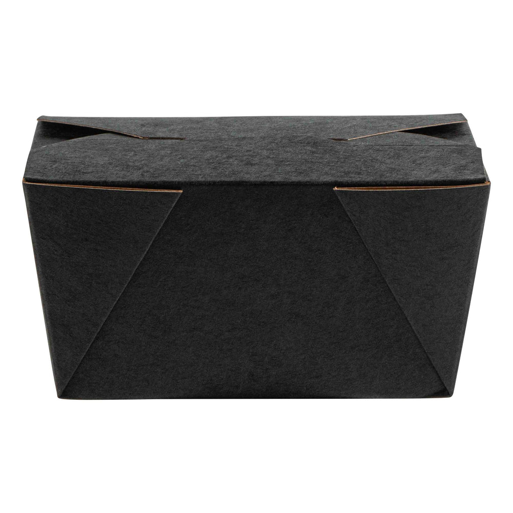 Bio Tek 30 oz Rectangle Black Paper #1 Bio Box Take Out Container - 5" x 4" x 2 1/2" - 50 count box