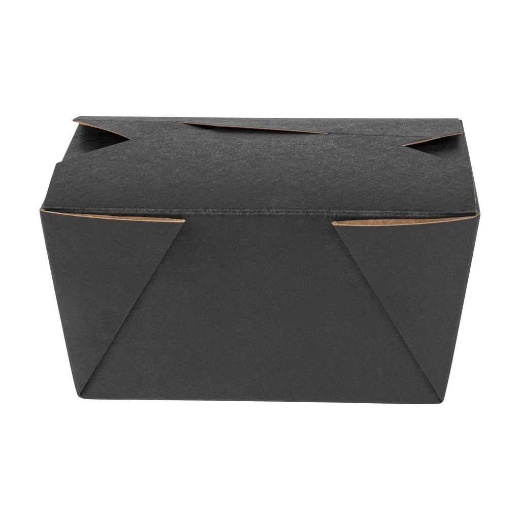 Bio Tek 30 oz Rectangle Black Paper #1 Bio Box Take Out Container - 5" x 4" x 2 1/2" - 50 count box