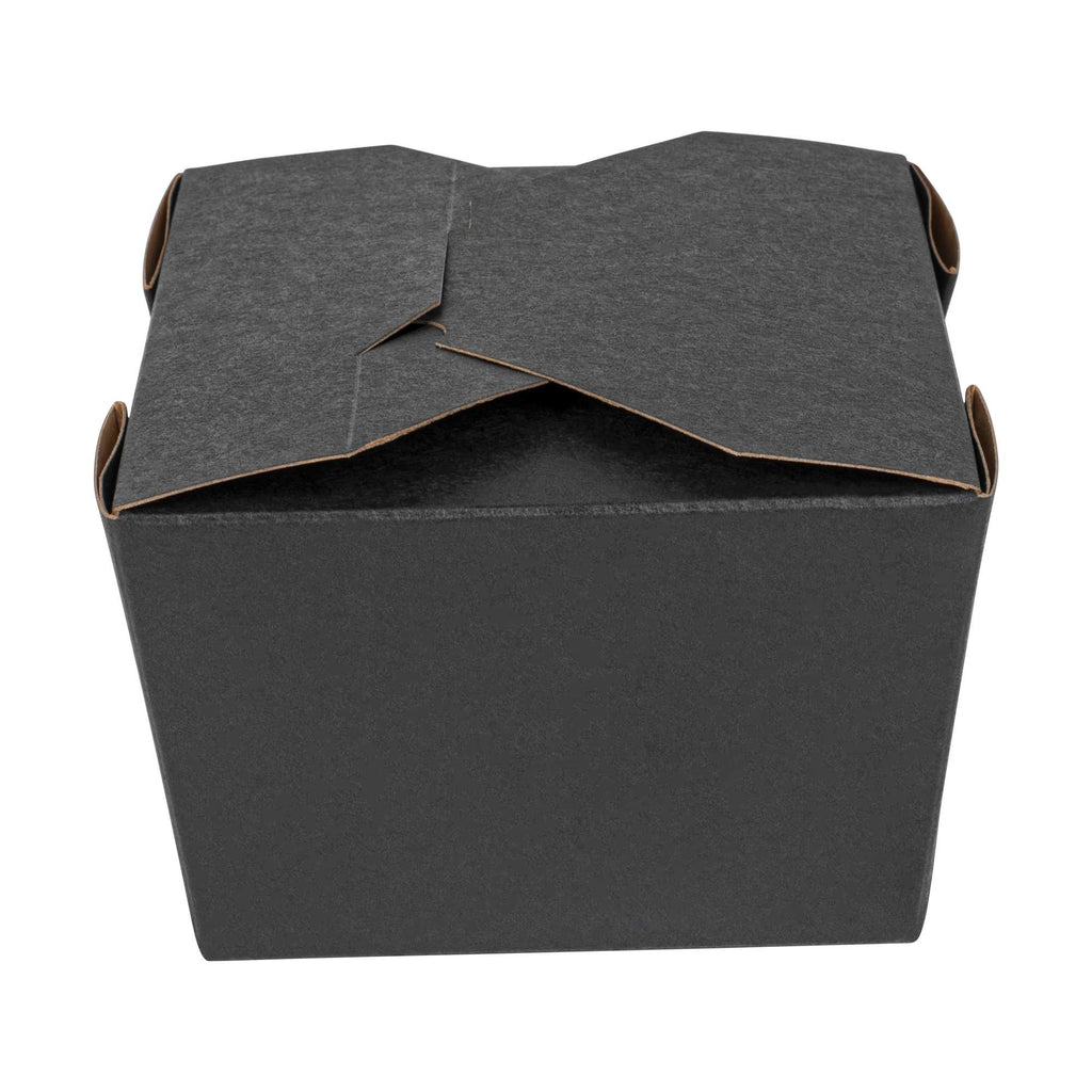 Bio Tek 30 oz Rectangle Black Paper #1 Bio Box Take Out Container - 5" x 4" x 2 1/2" - 50 count box