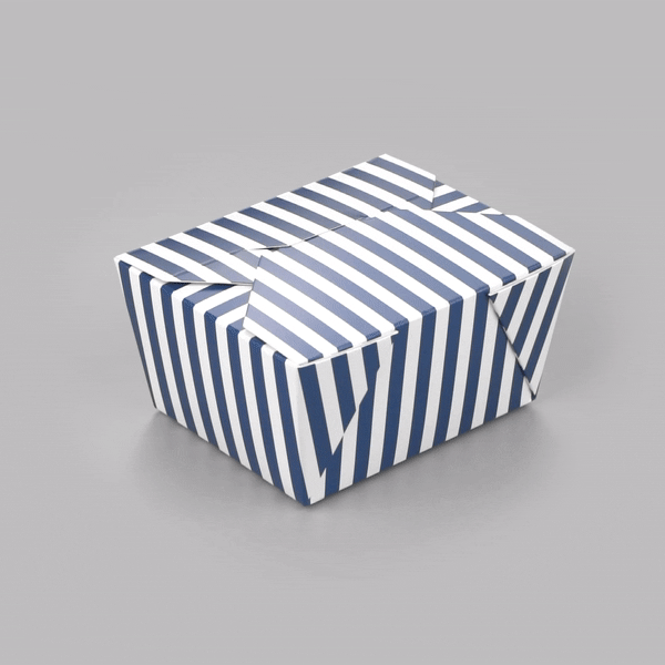 Bio Tek 30 oz Rectangle Blue and White Stripe Paper #1 Bio Box Take Out Container - 5" x 4" x 2 1/2" - 50 count box