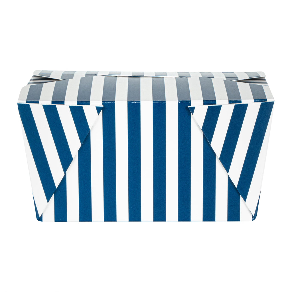 Bio Tek 30 oz Rectangle Blue and White Stripe Paper #1 Bio Box Take Out Container - 5" x 4" x 2 1/2" - 50 count box