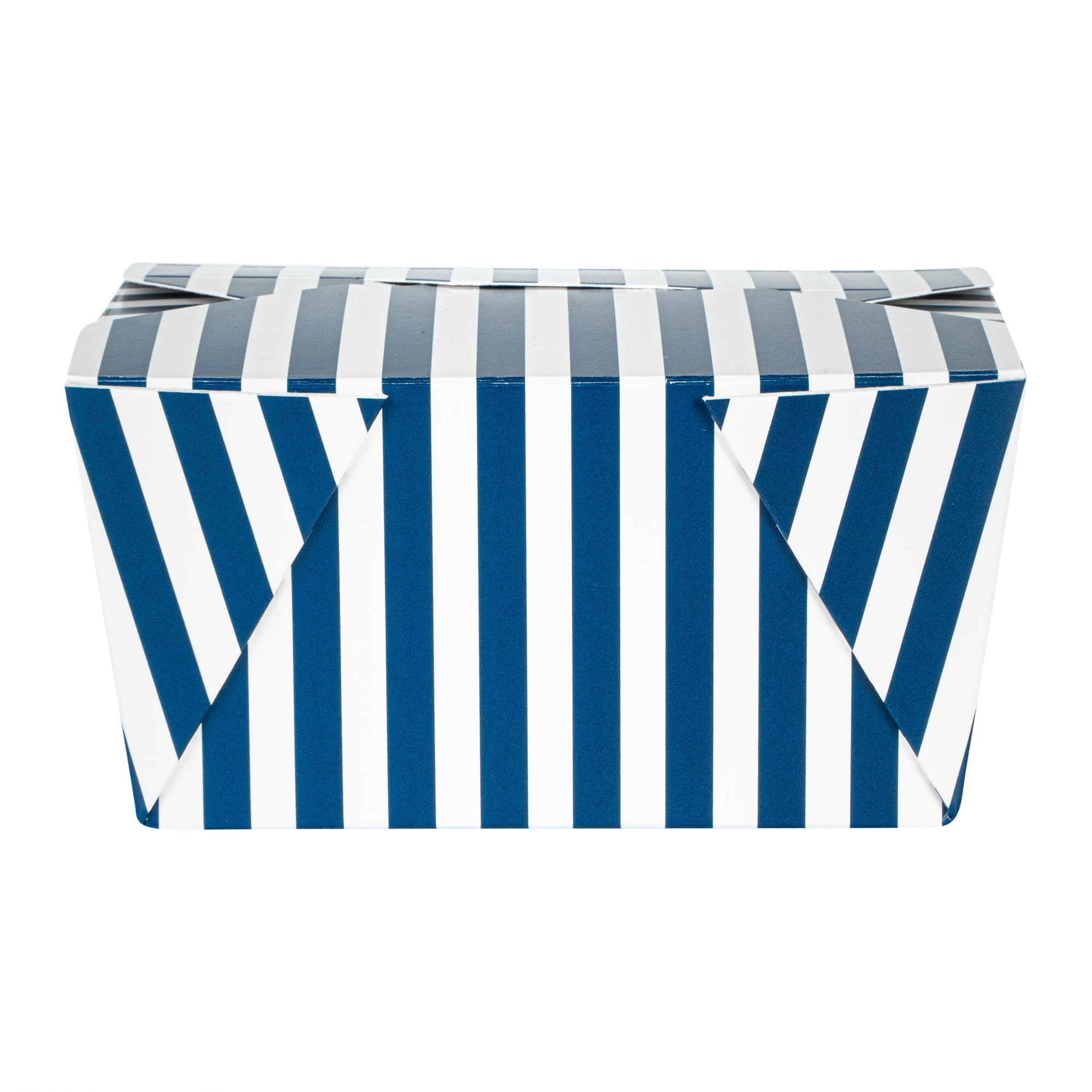 Bio Tek 30 oz Rectangle Blue and White Stripe Paper #1 Bio Box Take Out Container - 5" x 4" x 2 1/2" - 50 count box