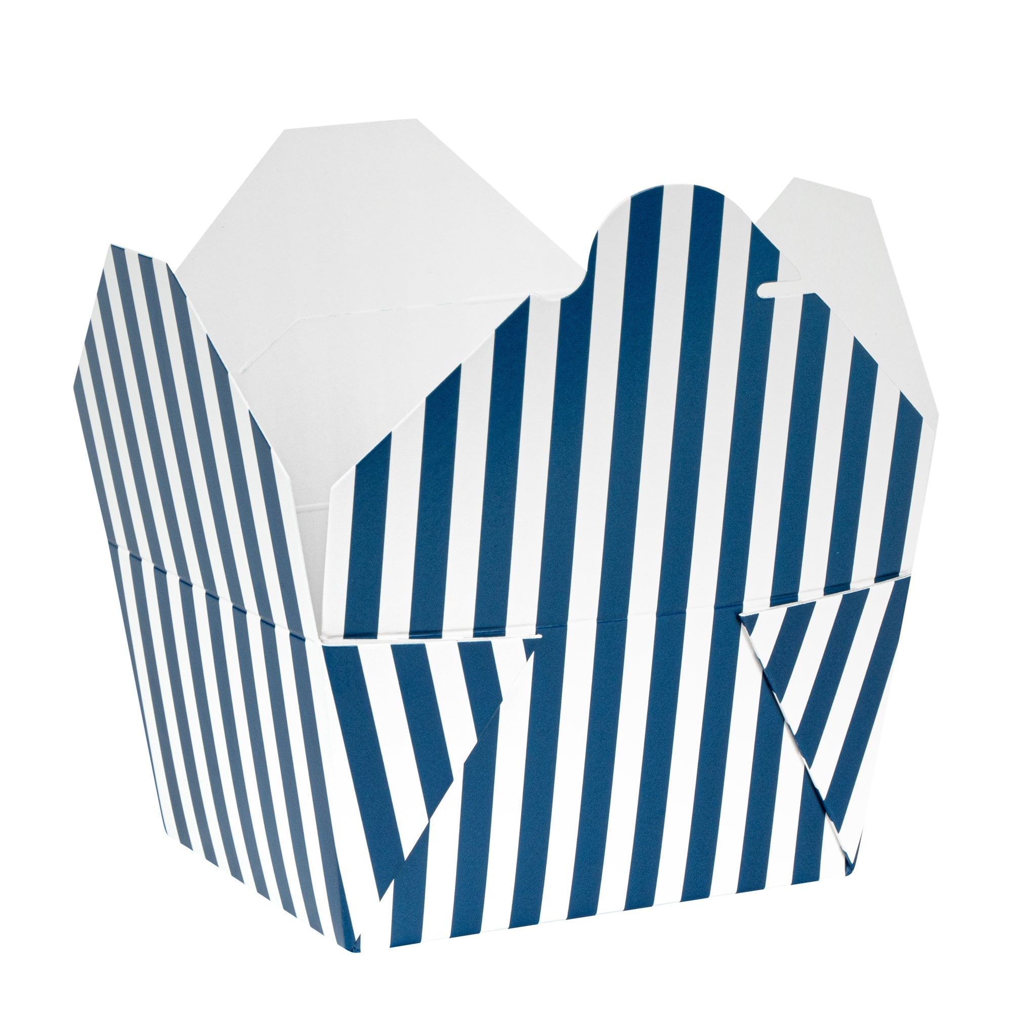 Bio Tek 30 oz Rectangle Blue and White Stripe Paper #1 Bio Box Take Out Container - 5" x 4" x 2 1/2" - 50 count box