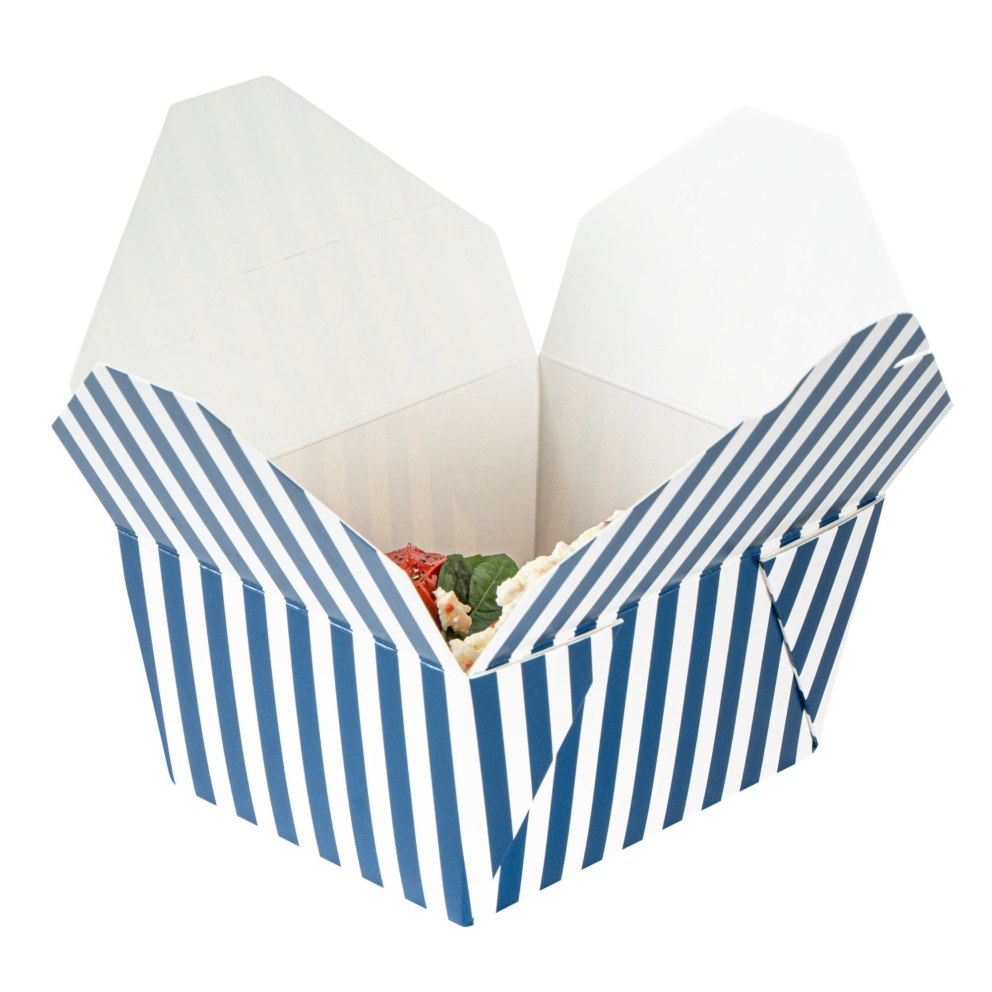 Bio Tek 30 oz Rectangle Blue and White Stripe Paper #1 Bio Box Take Out Container - 5" x 4" x 2 1/2" - 200 count box