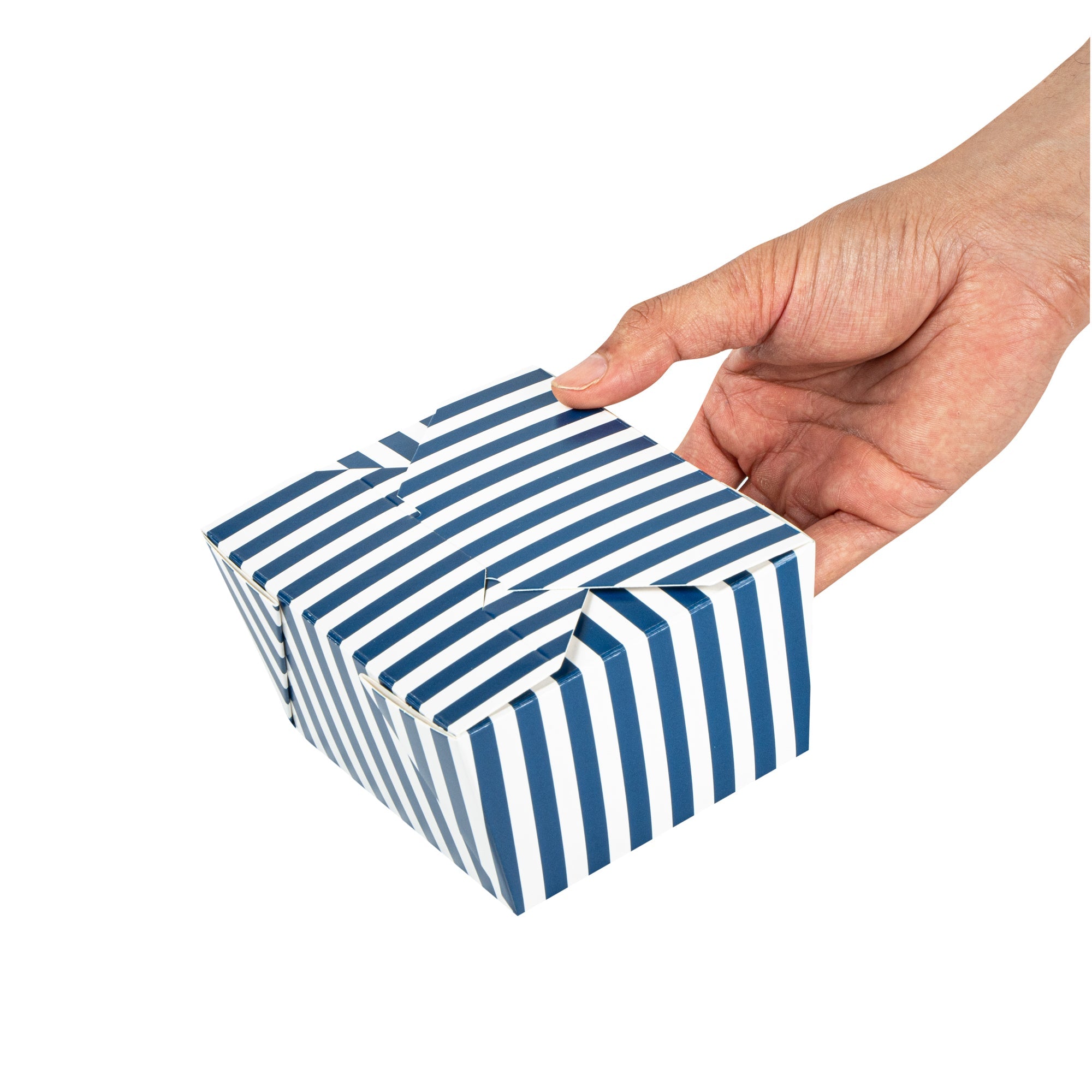 Bio Tek 30 oz Rectangle Blue and White Stripe Paper #1 Bio Box Take Out Container - 5" x 4" x 2 1/2" - 200 count box
