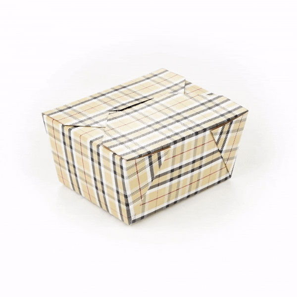 Bio Tek 30 oz Rectangle Plaid Paper #1 Bio Box Take Out Container - 5" x 4" x 2 1/2" - 200 count box