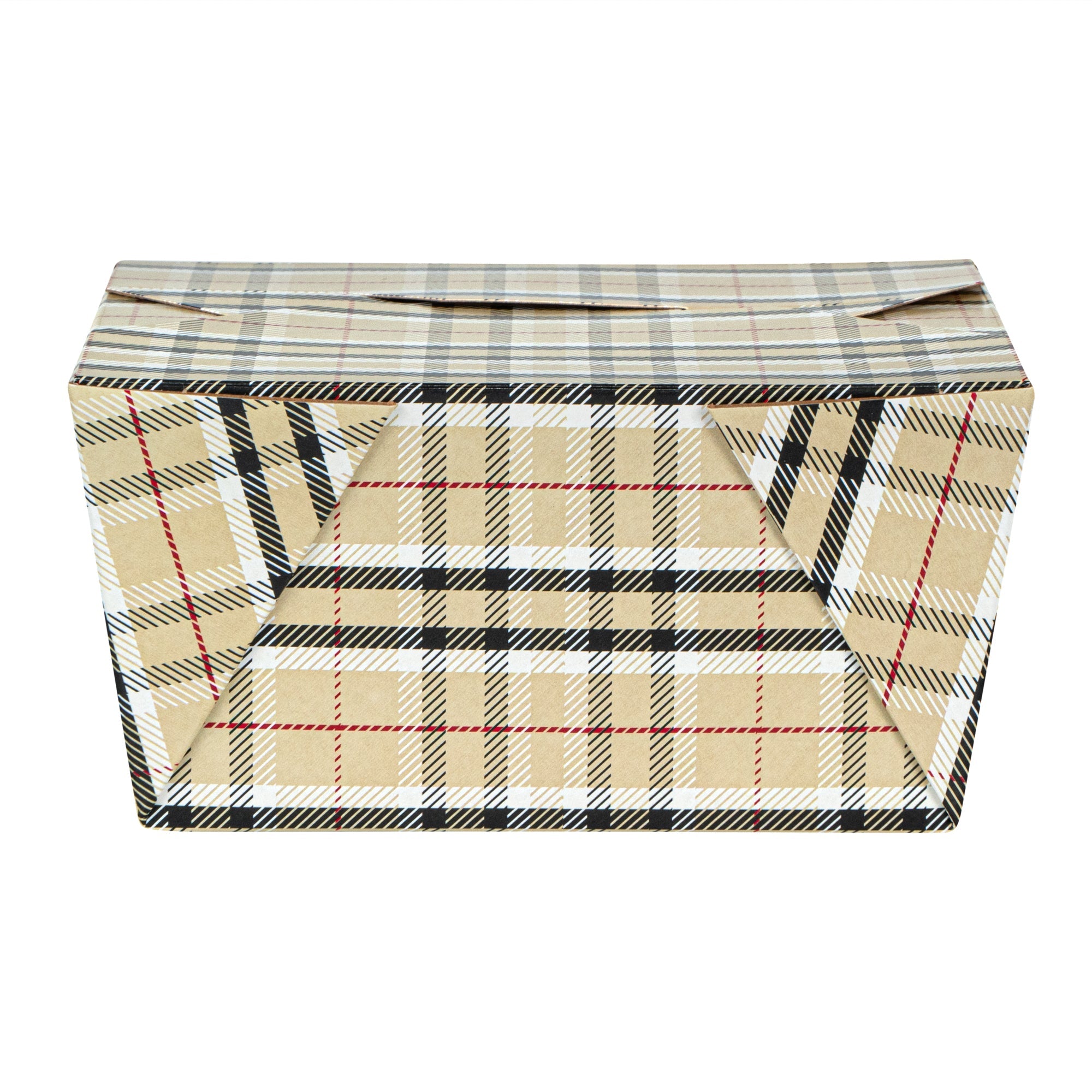 Bio Tek 30 oz Rectangle Plaid Paper #1 Bio Box Take Out Container - 5" x 4" x 2 1/2" - 200 count box