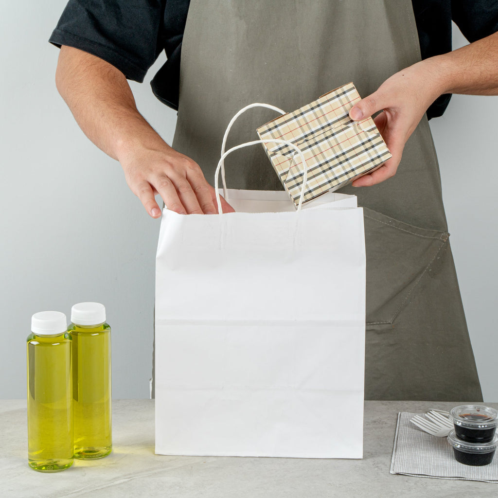 Bio Tek 30 oz Rectangle Plaid Paper #1 Bio Box Take Out Container - 5" x 4" x 2 1/2" - 200 count box