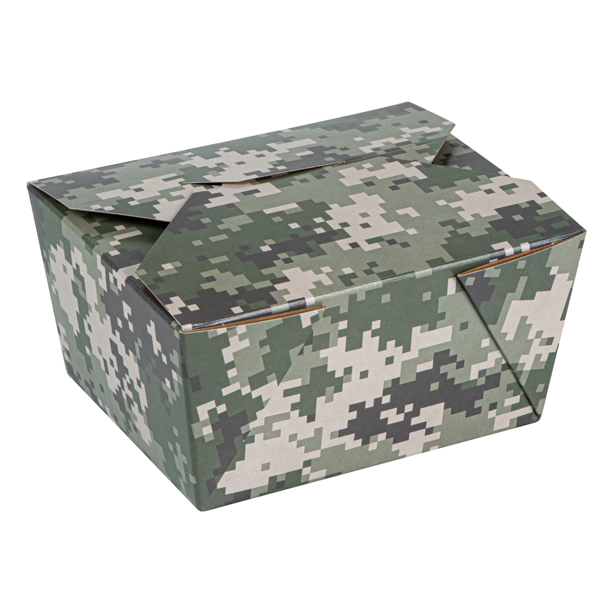 Bio Tek 30 oz Rectangle Camouflage Paper #1 Bio Box Take Out Container - 5" x 4" x 2 1/2" - 50 count box