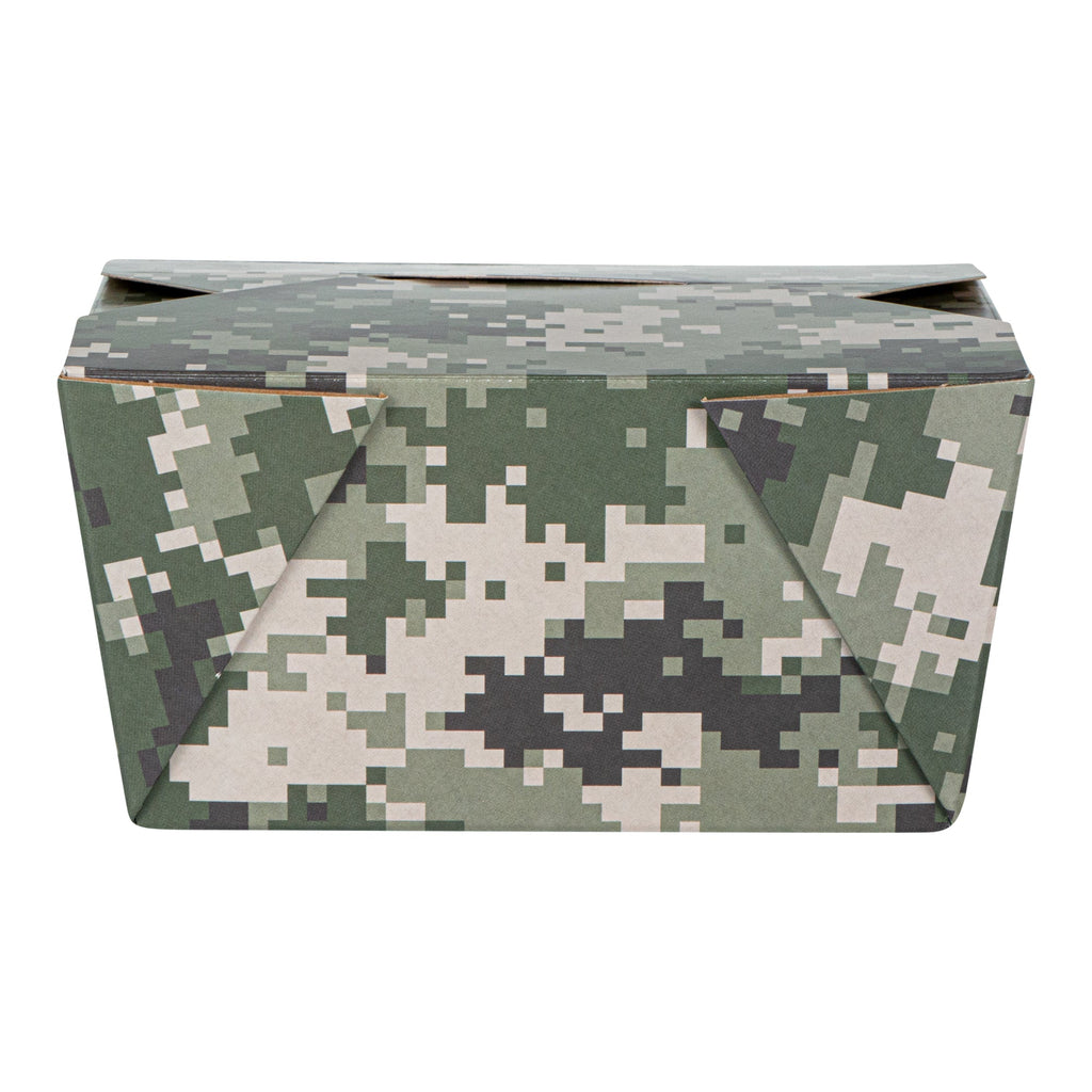 Bio Tek 30 oz Rectangle Camouflage Paper #1 Bio Box Take Out Container - 5" x 4" x 2 1/2" - 200 count box