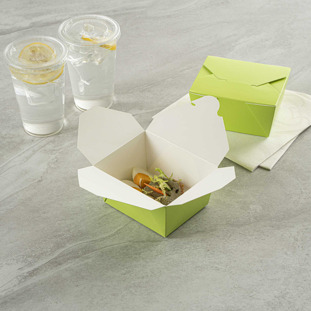 Bio Tek 30 oz Rectangle Eco Green Paper #1 Bio Box Take Out Container - 5" x 4" x 2 1/2" - 50 count box