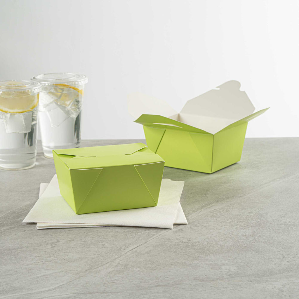 Bio Tek 30 oz Rectangle Eco Green Paper #1 Bio Box Take Out Container - 5" x 4" x 2 1/2" - 50 count box
