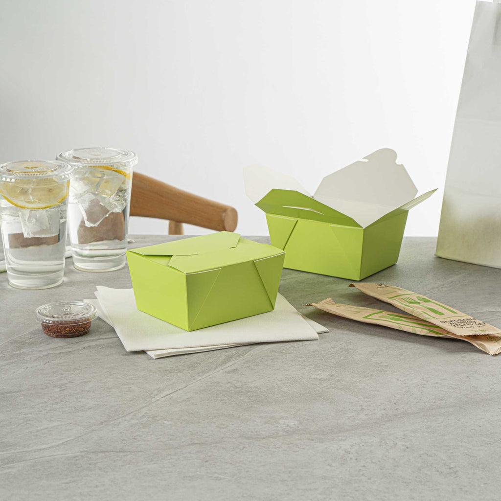 Bio Tek 30 oz Rectangle Eco Green Paper #1 Bio Box Take Out Container - 5" x 4" x 2 1/2" - 50 count box
