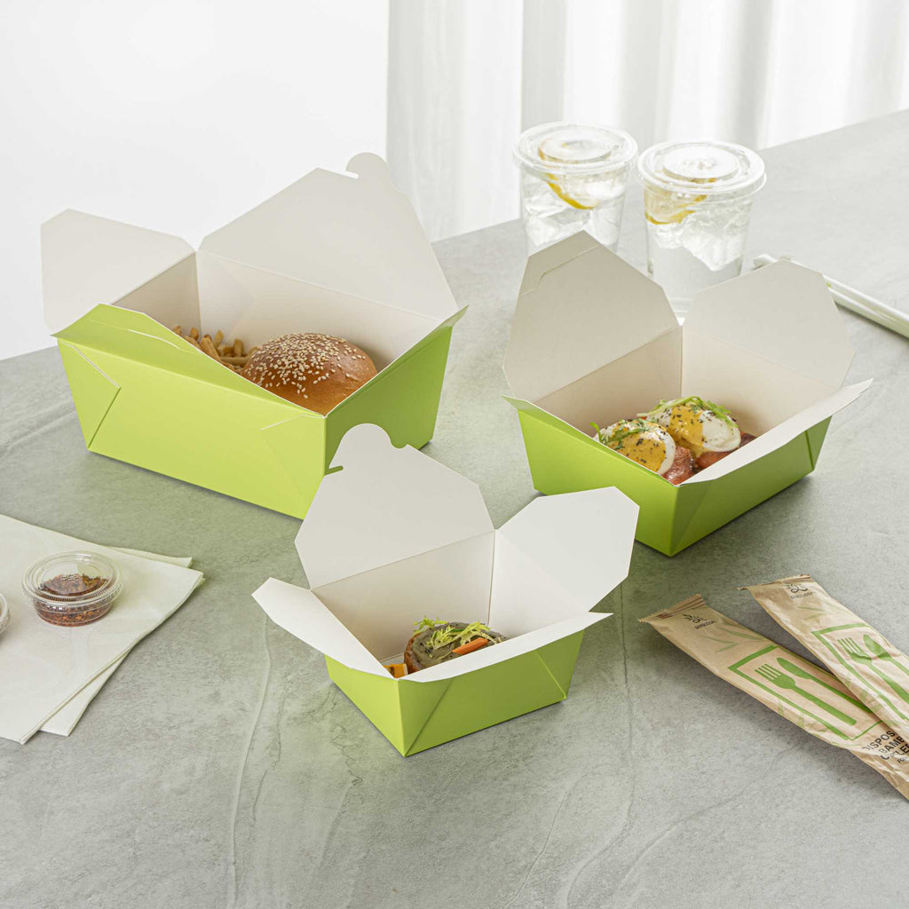 Bio Tek 30 oz Rectangle Eco Green Paper #1 Bio Box Take Out Container - 5" x 4" x 2 1/2" - 50 count box